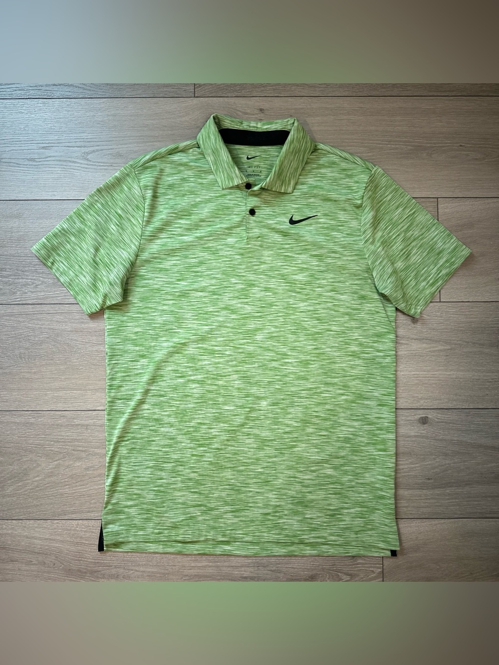 Nike Polo Shirt Mens M Green Heather Performance Golf Vented Dri-Fit Logo